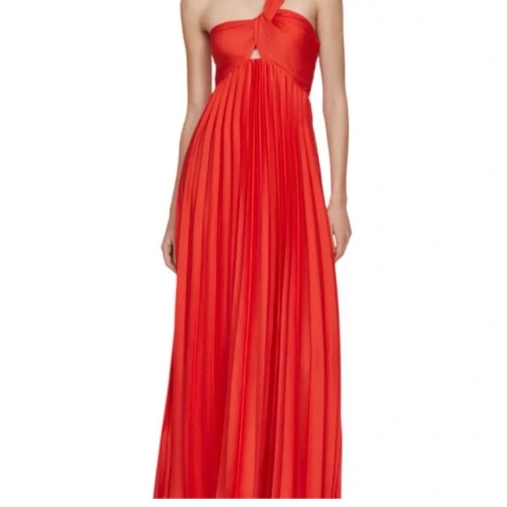 Mango One Shoulder Red Dress